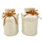 Vintage Ceramic Salt and Pepper Shakers Ribbon Rose Design Creamy Glaze Finish