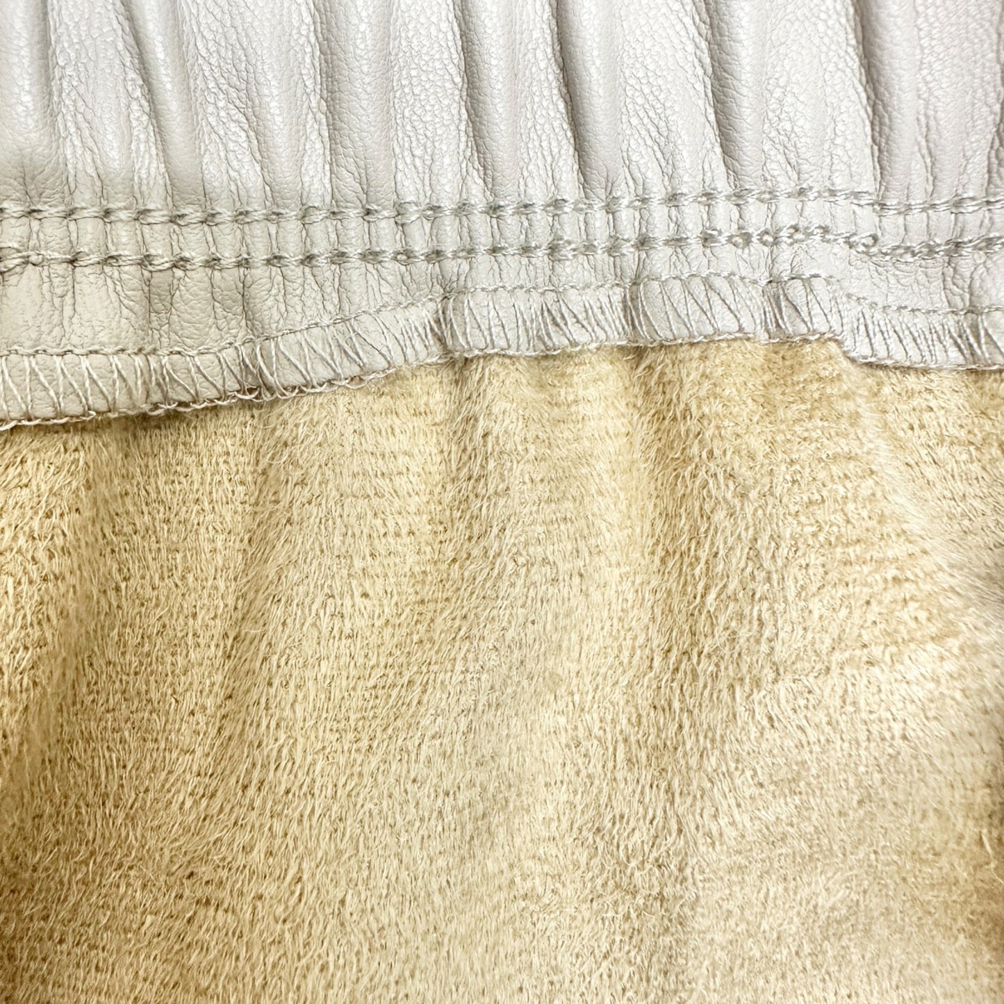 Ann Taylor Skirt Womens M Faux Leather Beige Mid-Length With Elastic Waist
