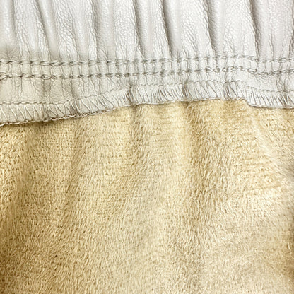 Ann Taylor Skirt Womens M Faux Leather Beige Mid-Length With Elastic Waist