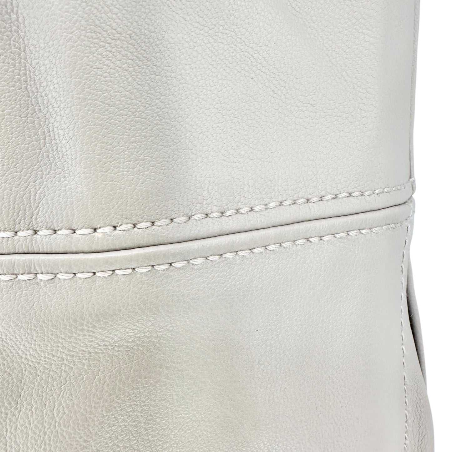 Ann Taylor Skirt Womens M Faux Leather Beige Mid-Length With Elastic Waist