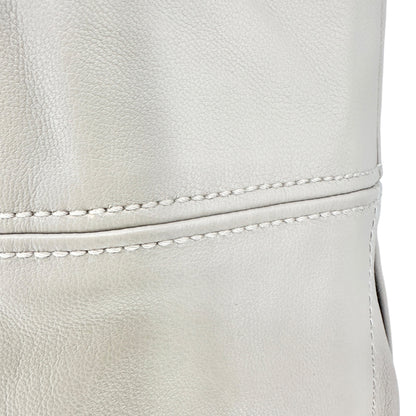 Ann Taylor Skirt Womens M Faux Leather Beige Mid-Length With Elastic Waist