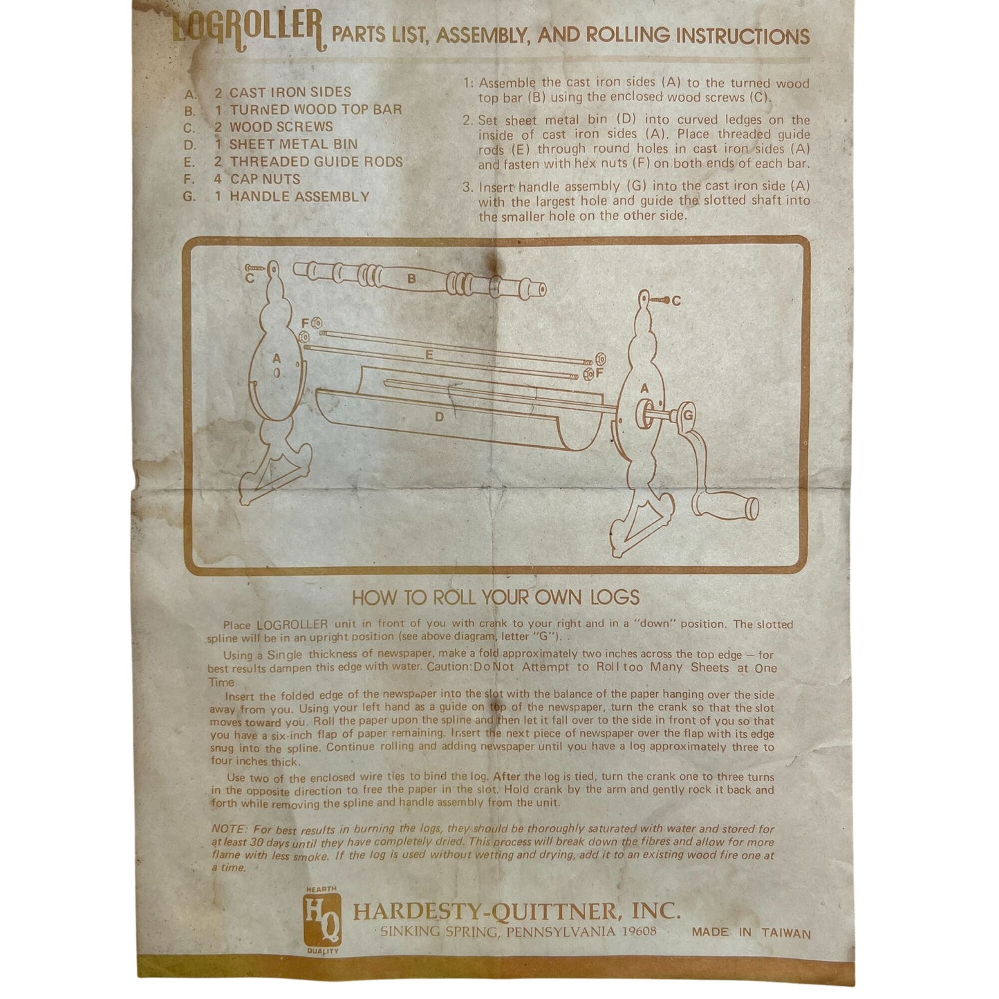 Logroller Newspaper Log Maker Wood and Metal Vintage Hardesty-Quittner Inc.
