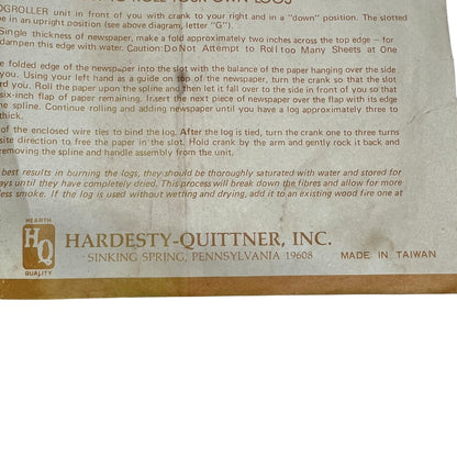 Logroller Newspaper Log Maker Wood and Metal Vintage Hardesty-Quittner Inc.