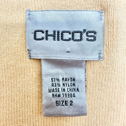 Chico's Sweater Womens US Size 12/L Butter Yellow Pullover Vneck LS (Chicos 2)