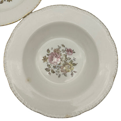 Homer Laughlin Stratford Set of 3 Soup Bowls Hand Decorated 22kt Gold Rim USA