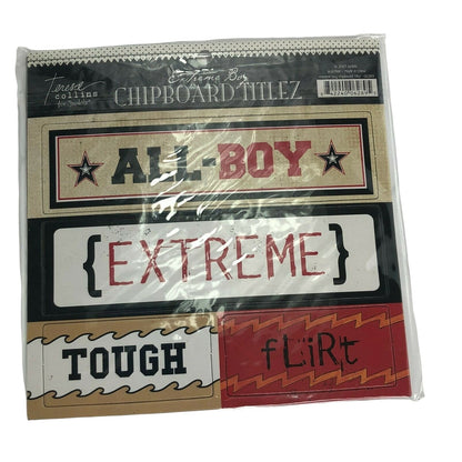 Chipboard Titlez Extreme Boy 1 pkg DUDE Charmer Favorite Scrapbook Mirrors