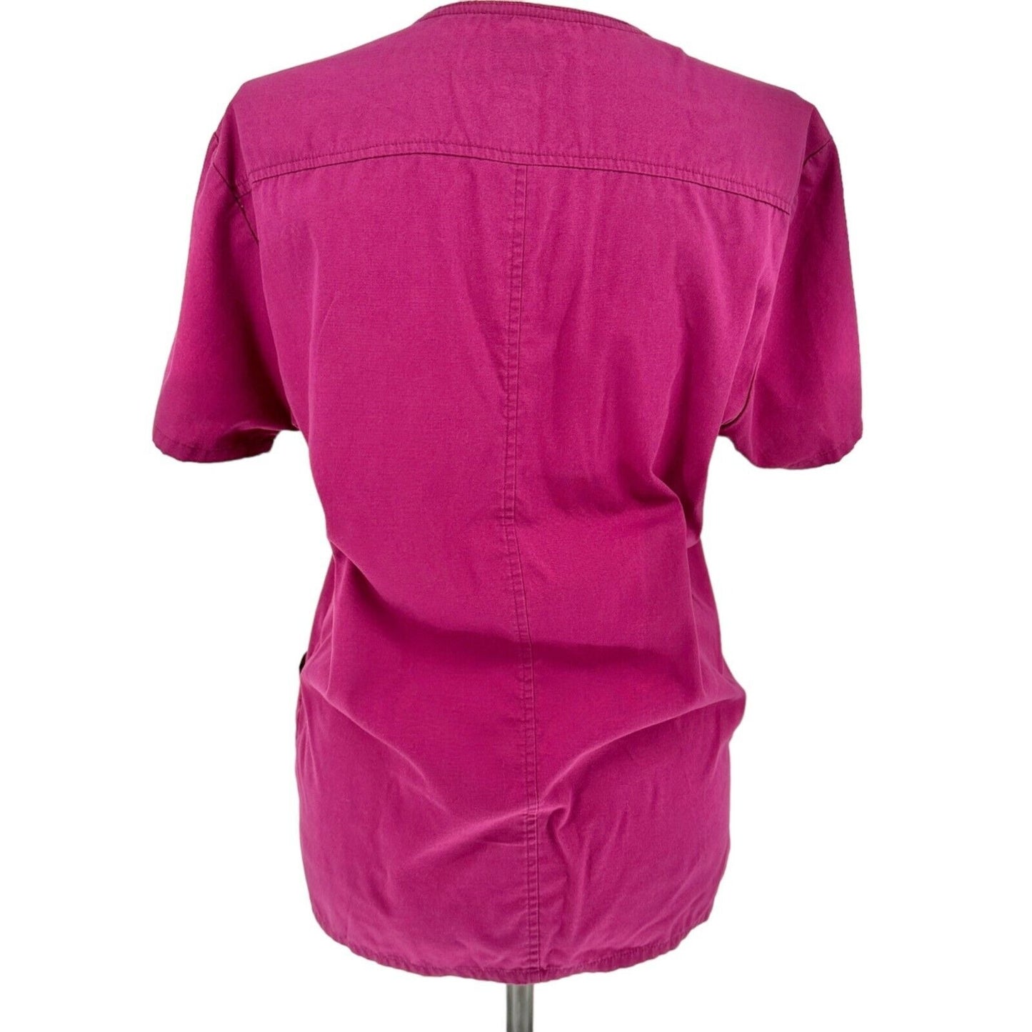 Dickies Women's Scrub Tops M Burgundy SS 5 Pockets V-neck Badge Holder