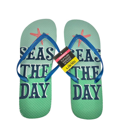 Flip Flops Seas The Day Womens L (9-10) beach pool camping casual NWT