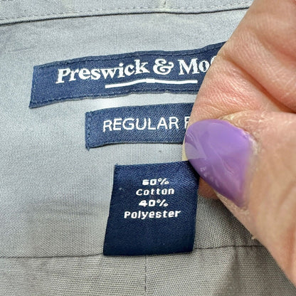 Preswick & Moore Regular Fit Shirt XL 17-17 1/2 34/35 Gray LS Button Down