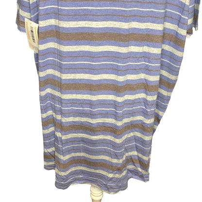 LuLaRoe RETIRED Irma Women's Large Gray & Blue Stripes mid-length sleeves NWT