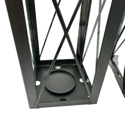Pair of Candleholders Black Metal Hangs or Sits Holds Tealights or Votives