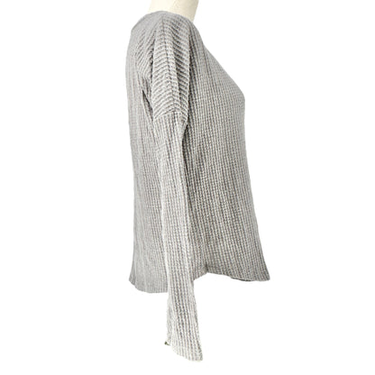 Aeropostle Perfect Waffle Tee Women's XS Gray Seriously Soft Boat Neck LS EUC