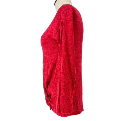 Wonder Nation Top Girls L (10-12) Red Black Crew Neck LS Knot Bottom EUC