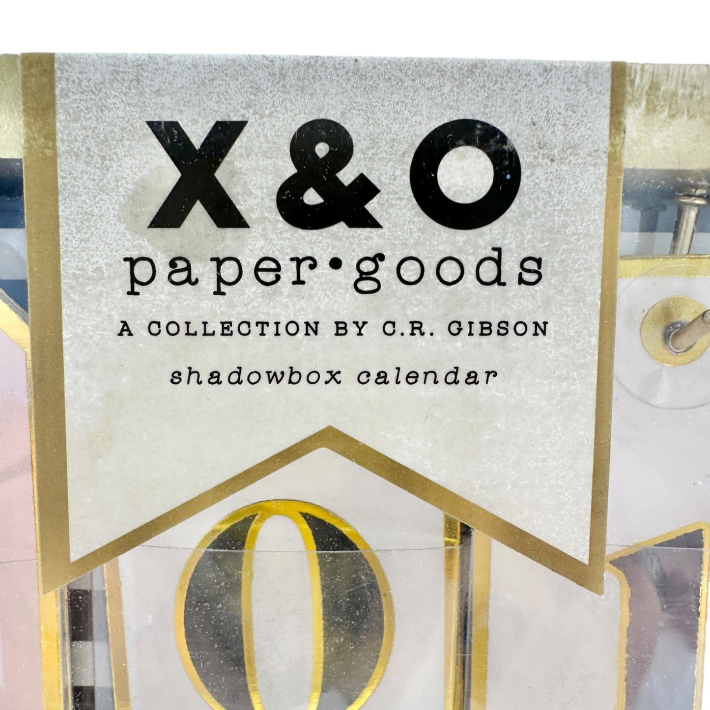 X&O Paper Goods Shadowbox Calendar 6x4.25x1 Gold Frame Manually Change Date NIP
