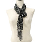 Loosely Knit Scarf Black Gray With Fringe Ends Textured Lightweight 67" x 3.5"