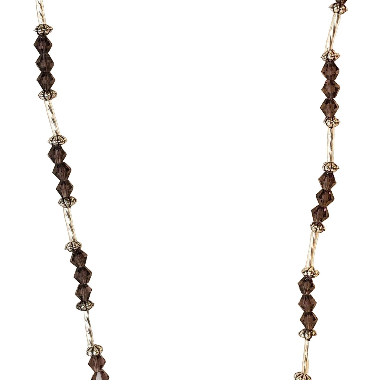 Handcrafted Beaded Necklace Silver Leaf Pendant & Purple Beads Chain Jewelry NEW