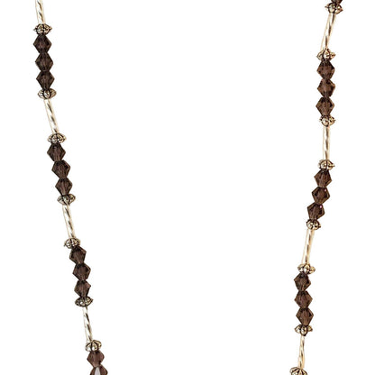 Handcrafted Beaded Necklace Silver Leaf Pendant & Purple Beads Chain Jewelry NEW