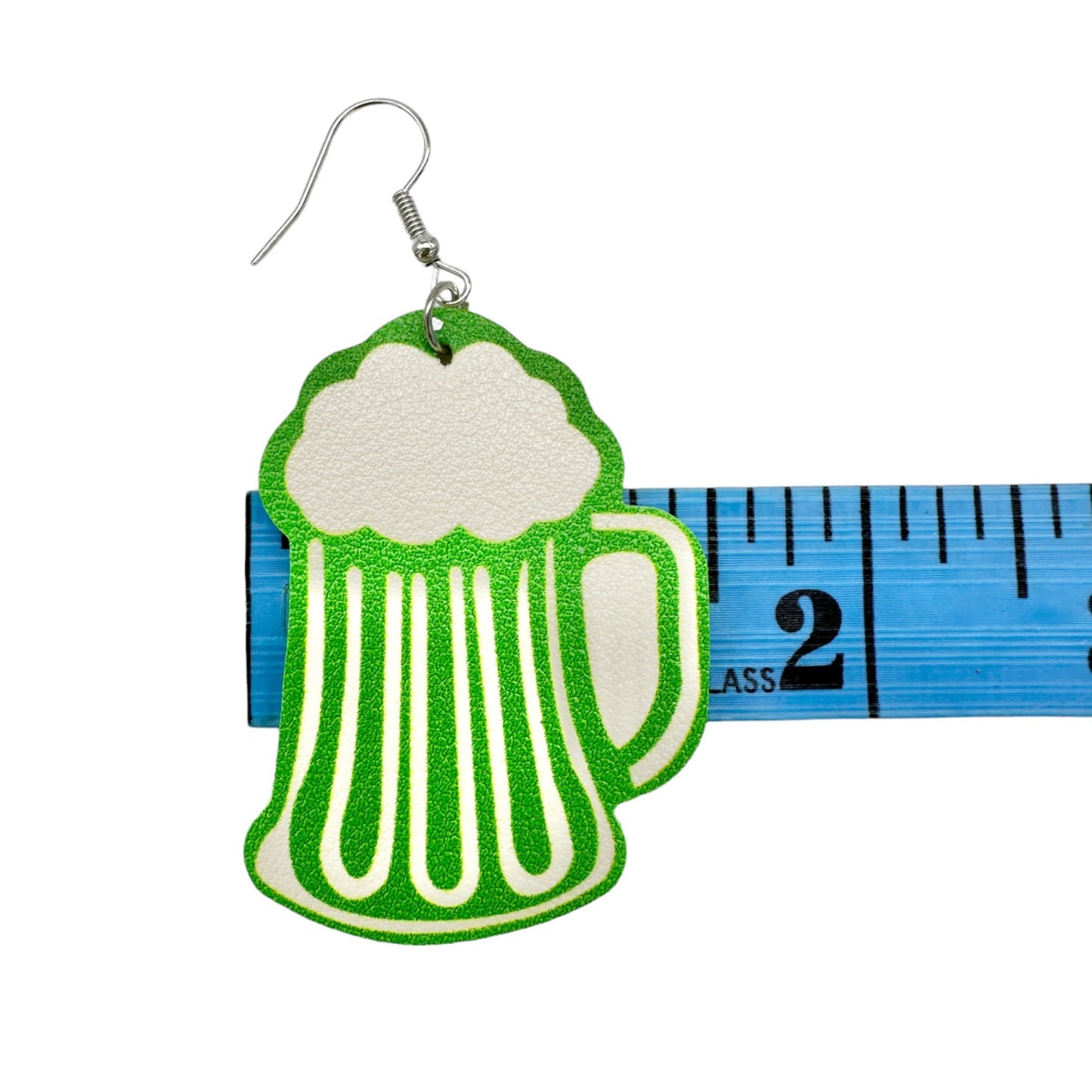 Two Pairs of St. Patrick's Day Earrings 1 Beer Mug 1 Teardrop Green White NEW