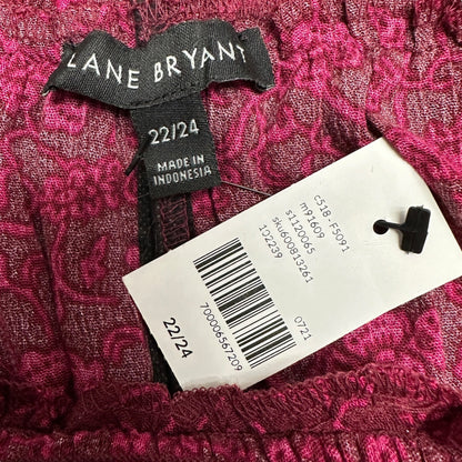 Lane Bryant Top Womens Size 22/24 Burgundy Off-The-Shoulder Floral Rayon NWT