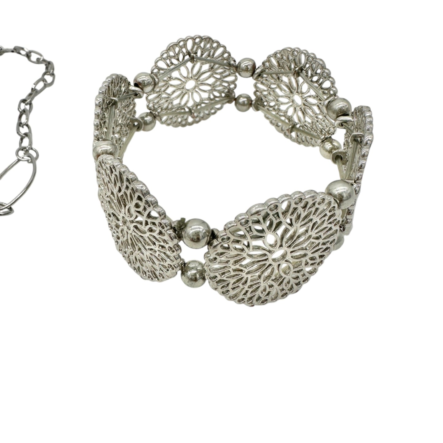 Paparazzi Silver & Pearl Jewelry Set With Necklace Earrings & Bracelet