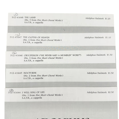 Adolphus Hailstork Five Short Choral Works SATB A Cappella Sheet Music Bundle