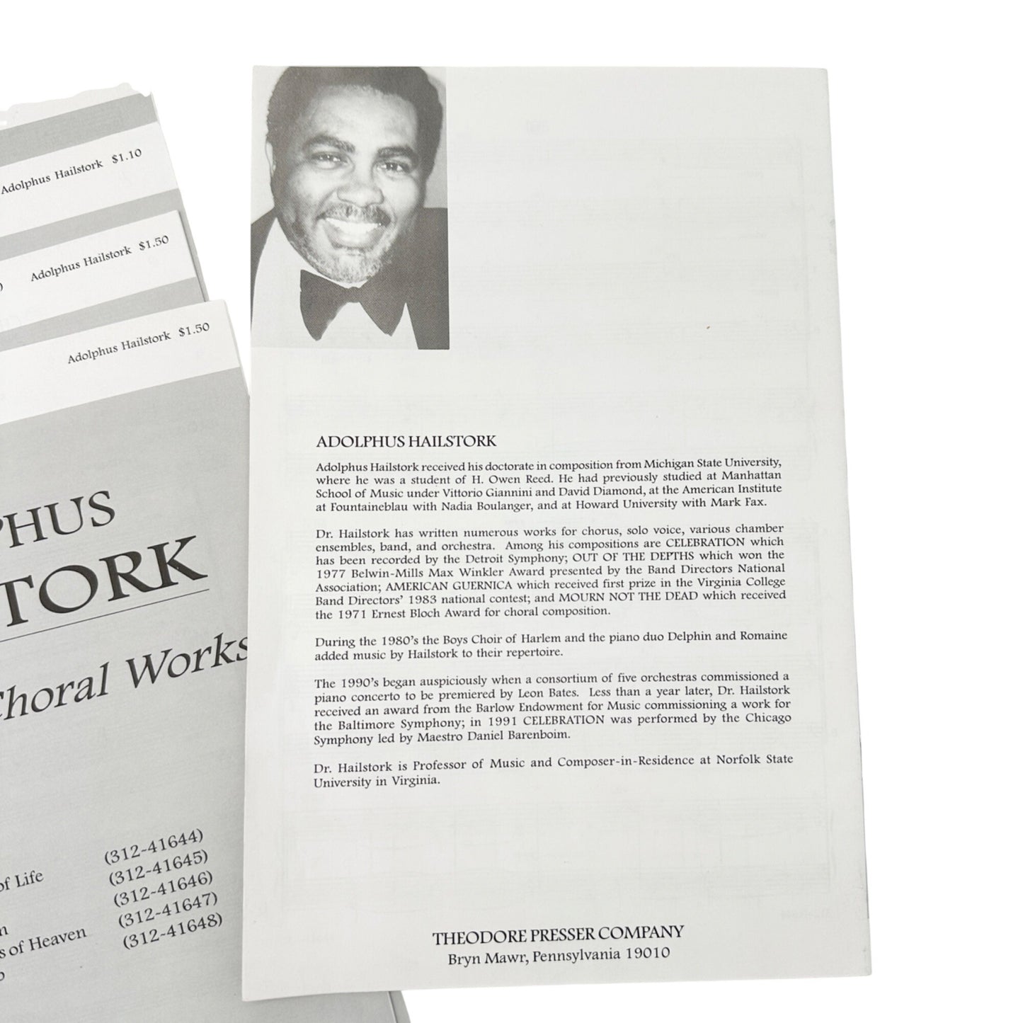 Adolphus Hailstork Five Short Choral Works SATB A Cappella Sheet Music Bundle