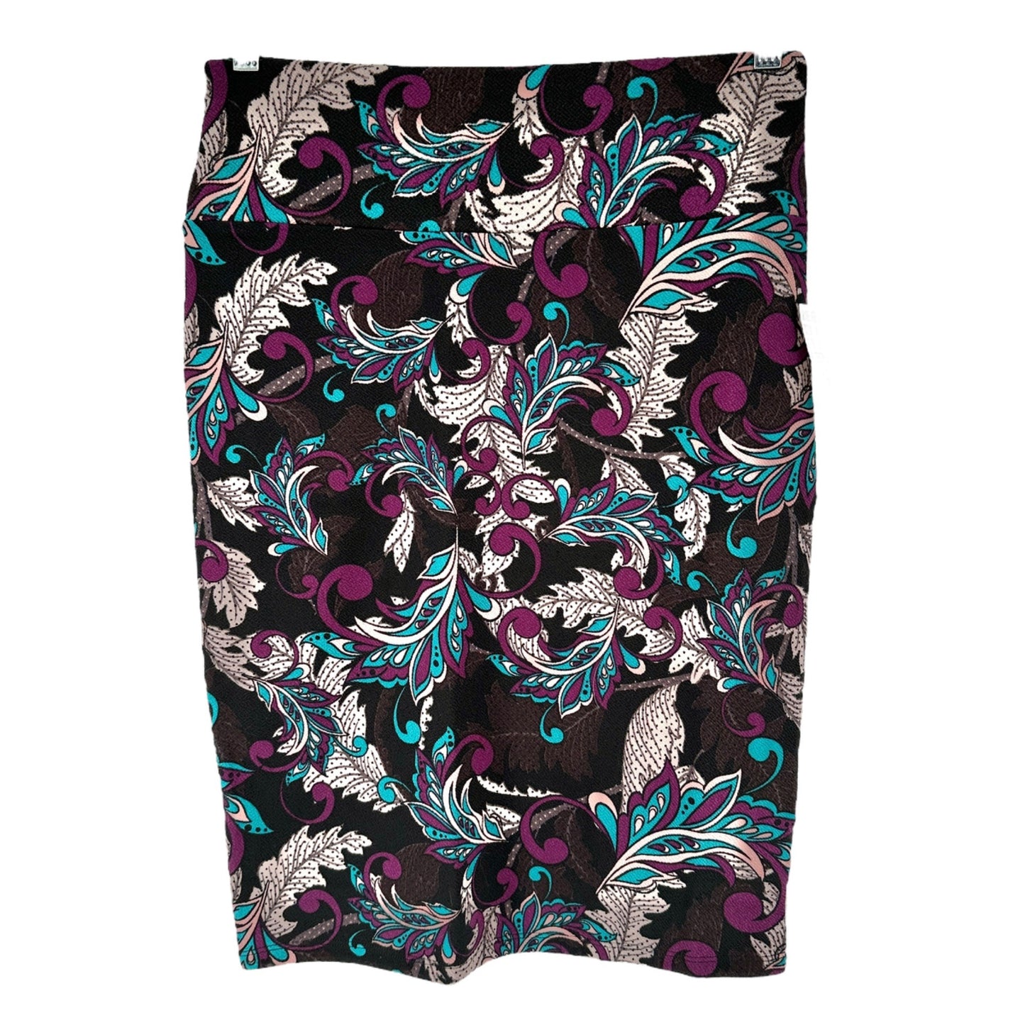 LuLaRoe Cassie Pencil Skirt Multicolor Paisley Print Stretch Fabric Size M