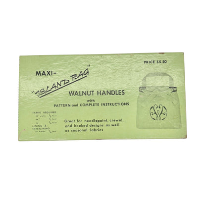 Vtg Maxi Island Bag Walnut Handles X2 With Pattern and Instructions Original Box
