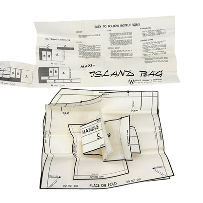 Vtg Maxi Island Bag Walnut Handles X2 With Pattern and Instructions Original Box