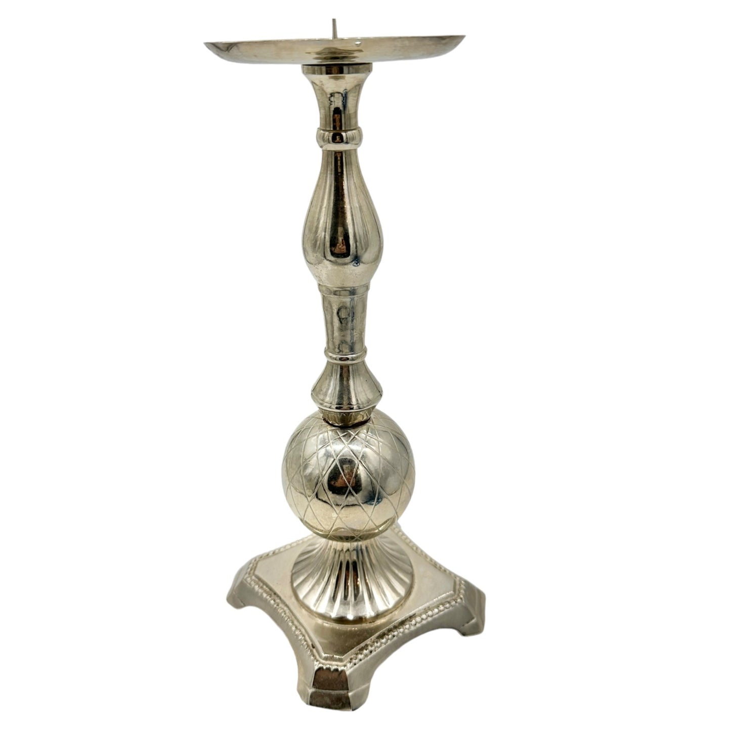 Vintage Silver-Plated Candle Holder With Ornate Design 11 in Tall