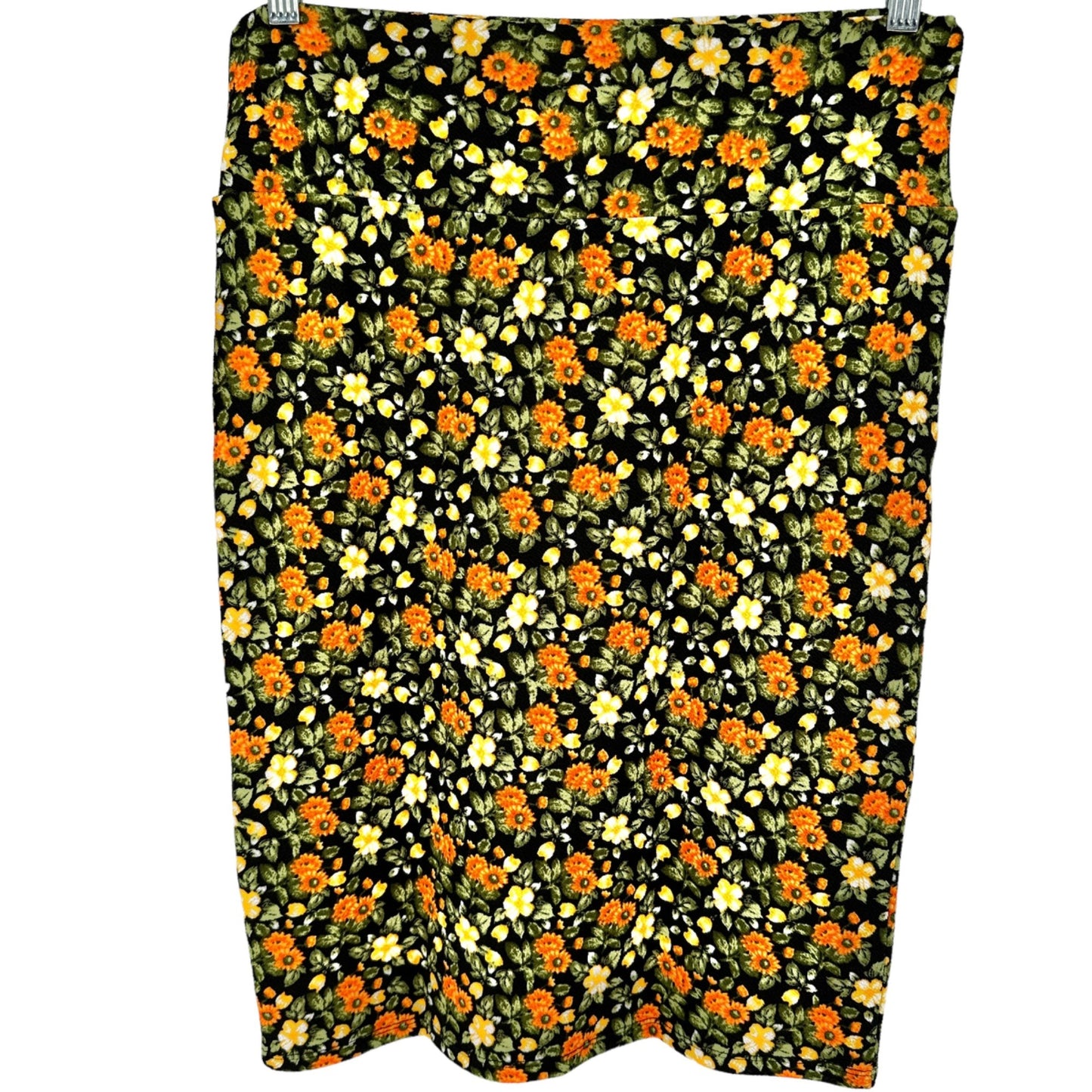 LuLaRoe Cassie Skirt Womens M Black w Orange Yellow Green Florals NWT