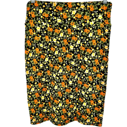 LuLaRoe Cassie Skirt Womens M Black w Orange Yellow Green Florals NWT