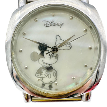 Disney Mickey Mouse Watch Stainless Steel Silver Metal Mesh Buckle Strap