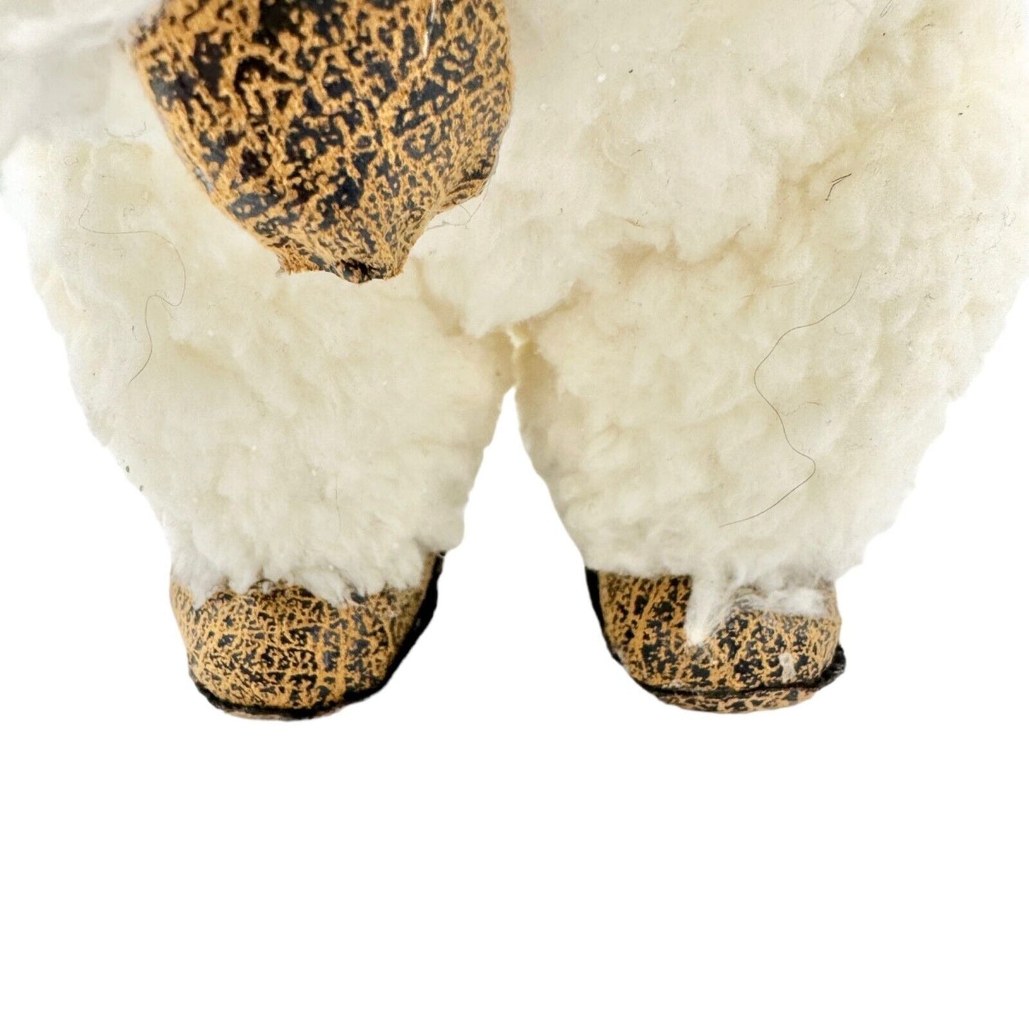 Winter Bear Stands Up Figurine Off-White Fleece with Green Velvet Scarf and Hat