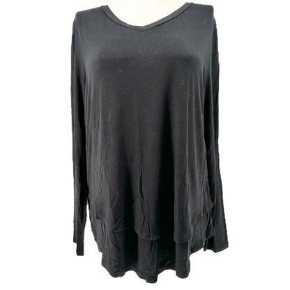 Latched Mama Nursing Tee Womens Size 1X Black Long Sleeve Layered V-Neck Top
