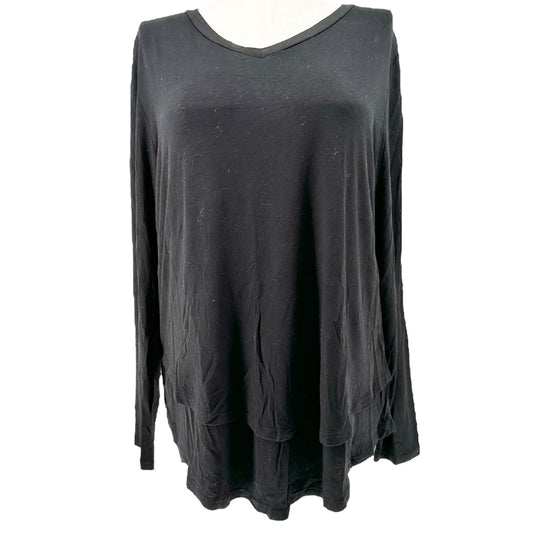 Latched Mama Nursing Tee Womens Size 1X Black Long Sleeve Layered V-Neck Top