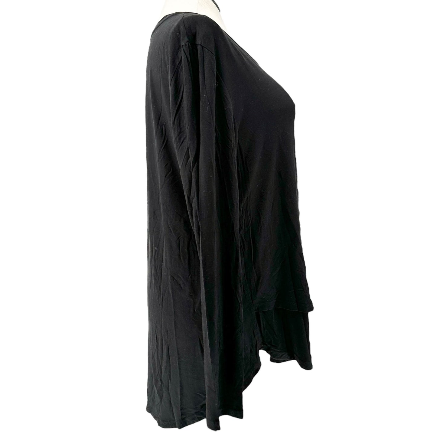 Latched Mama Nursing Tee Womens Size 1X Black Long Sleeve Layered V-Neck Top