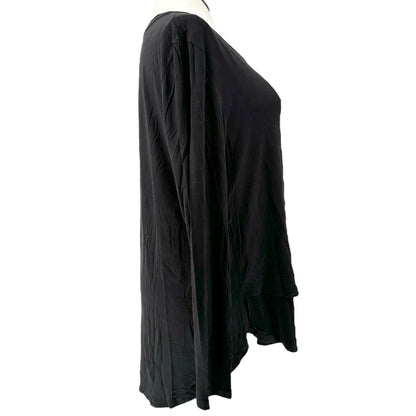 Latched Mama Nursing Tee Womens Size 1X Black Long Sleeve Layered V-Neck Top