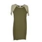 LuLaRoe Retired Julia Dress XXS Olive Green Beige Raglan SS Form Fit NWT