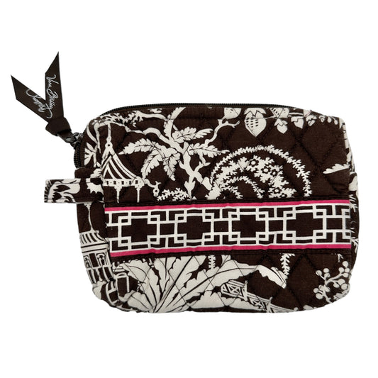 Vera Bradley Imperial Toile Cosmetic Bag Plastic Lining Brown White Pink Floral