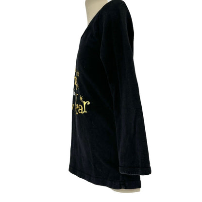 Bling in the New Year Toddler Girls M Black T-Shirt Long Sleeve Gold with Stars