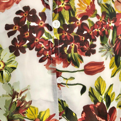 Suzanne Betro 2X Floral High Neck Lace Trim Peplum Top Red White LS NWT