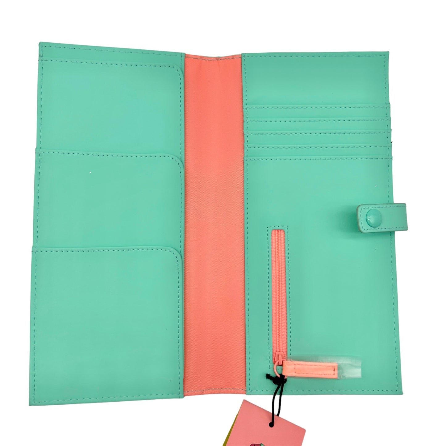 Happy Jackson Travel Document Holder Teal Vinyl Padded Snap Closure Pockets NWT