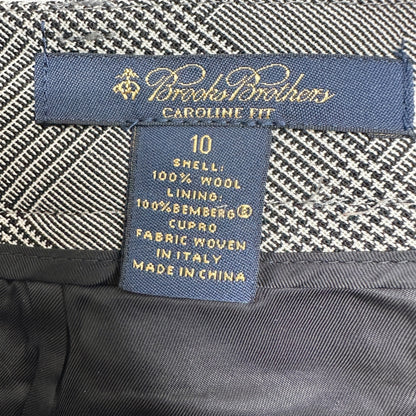 Brooks Brothers Pants Womens 10 Black Plaid Lined Pockets Button Zip Closure EUC