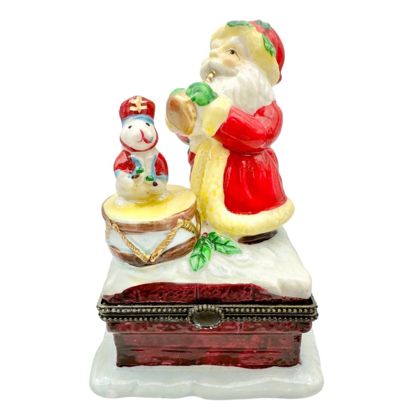 Kurt Adler Christmas Hinged Trinket Boxes Set of 3 Santas Ceramic Each Open