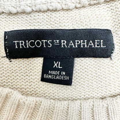 Tricots St Raphael Mens XL Beige Textured Knit Sweater Cotton Blend LS Pullover