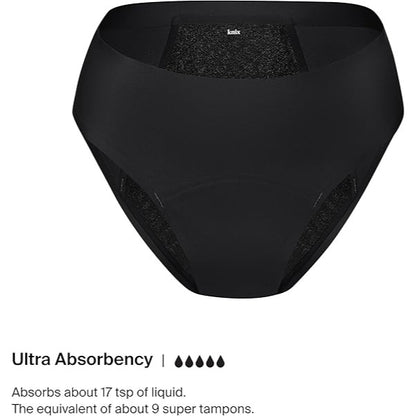 KNIX Zones+ Ultra Leakproof Bikini Back Coverage Womens XS Black Sealed Package