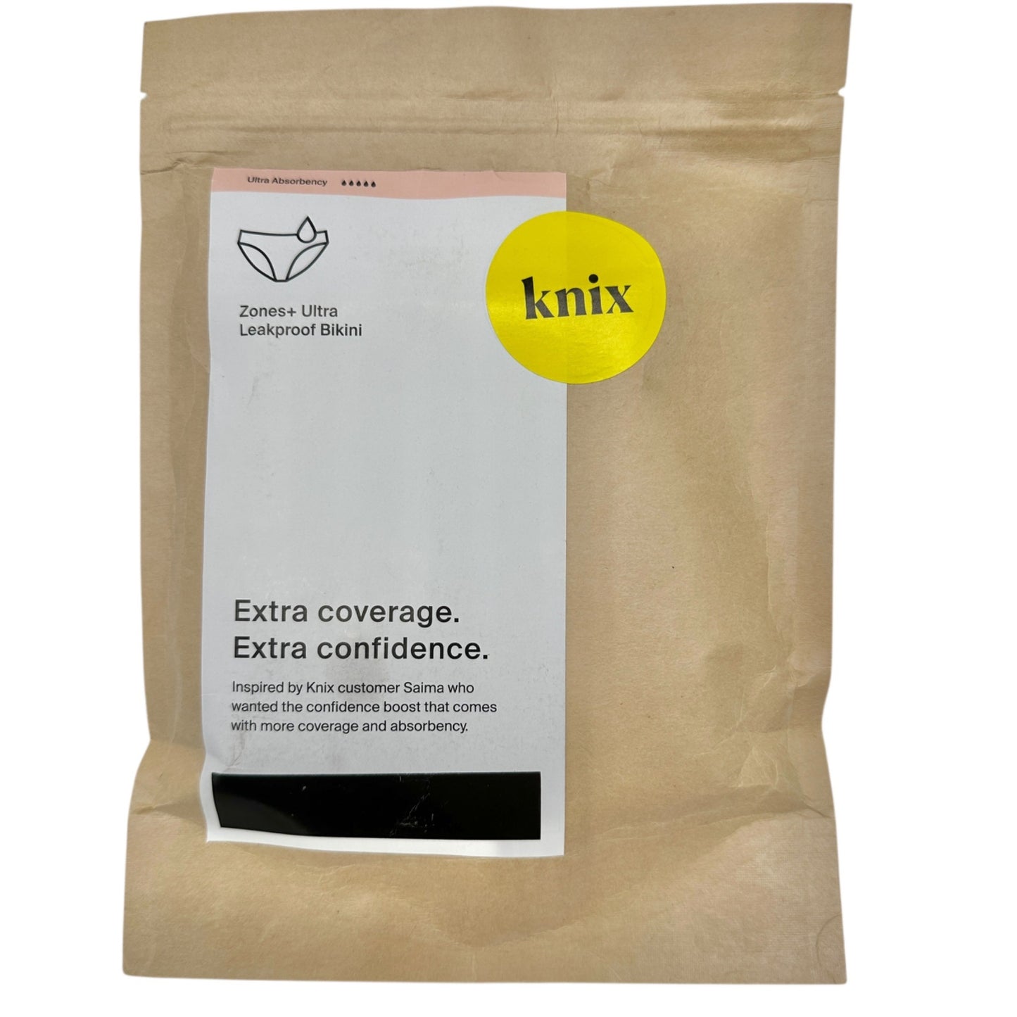 KNIX Zones+ Ultra Leakproof Bikini Back Coverage Womens XS Black Sealed Package