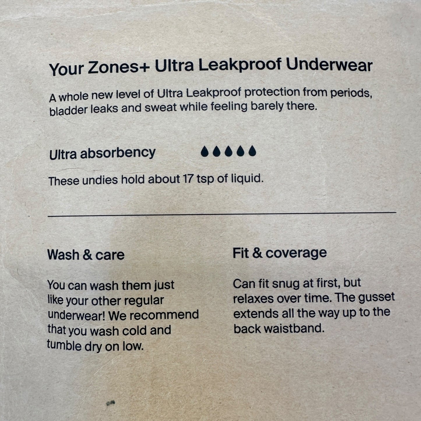 KNIX Zones+ Ultra Leakproof Bikini Back Coverage Womens XS Black Sealed Package