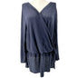 Lane Bryant Sweater Womens 26/28 Navy Gathered Waist Side Tie Crossover Vneck
